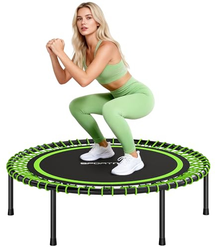 SPORTNOW Trampolín de Fitness Adultos Ø114 cm Carga 200kg Verde y Negro