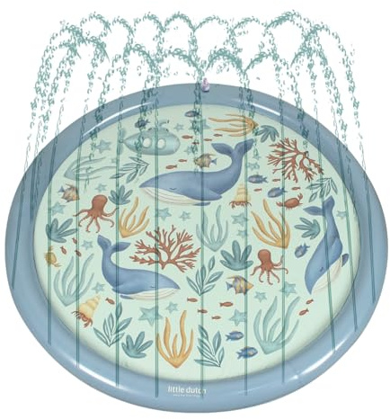 Little Dutch Kinder Sprinkler Wasser Spielmatte - Wasserspielzeug Kinder - 150 cm - Spielzeug für Draußen - Sprinklerauflage - für Jungen ab 2 Jahre - Ocean World blau