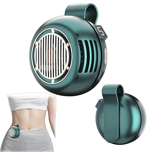 CBDYWVR Portable Silent Bladeless Clip-On Fan, 360° Adjustable with 5 Speeds & Digital Display, Mini USB Rechargeable Cooling Fan for Travel, Outdoor, Office, Desk (Green)