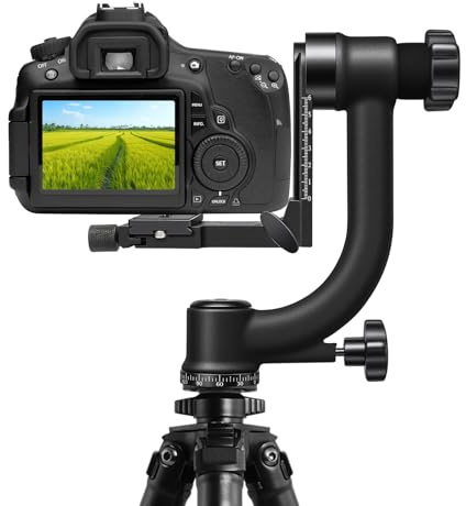 Panoramic Gimbal Tripod Head, 360° Rotating Camera Gimbal Mount with Quick Release Plate, Heavy Duty Tripod Head for Telephoto Lens, Wildlife Bird Sports Photography, Max Load 20kg