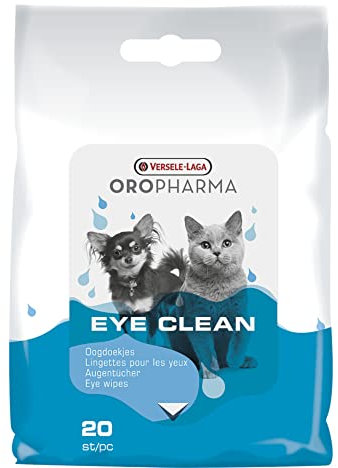 VERSELE-LAGA - Oropharma Eye Clean Cat & Dog - Lingettes Nettoyantes Yeux Chien et Chat - À Base d'Extraits Naturels - 20 Lingettes