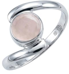 mantraroma Silberring Damen 925 Sterling Silber – runder Edelstein Ring Ø 7 mm, schlichter minimalistischer Damenschmuck modern elegant, Geschenk für Frauen