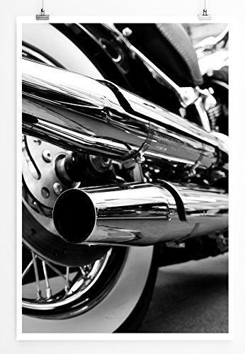 Eau Zone Home Bild - Art Fotos – Motorrad mit glänzendem Motor- Poster Fotodruck in höchster Qualität