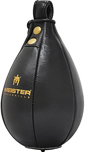 Meister SpeedKills Speedbag aus Leder mit Leichter Latexblase, klein, 19,1 x 12,7 cm, Schwarz