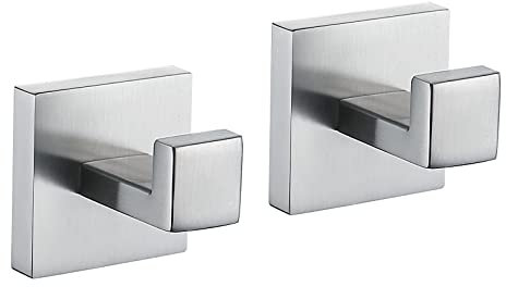 TURS Bathroom Hooks 304 Stainless Steel Towel Hooks for Bathrooms Wall Mounted Chrome Wall Hooks Robe Hook Brushed Chrome Coat Hooks Anti-Rust Waterproof for Kitchen Bathroom Closet Q7001BR-P2