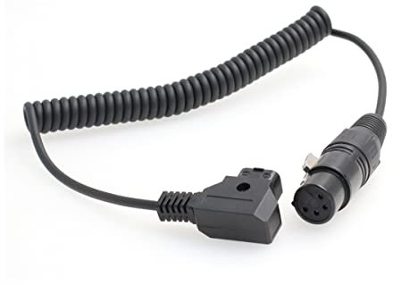 D-Tap Câble XLR mâle vers femelle 4 broches pour adaptateur de batterie (spiralé)