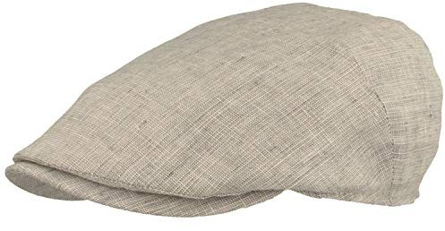 Breiter Herren Schiebermütze, Flatcap, Schirmmütze 100% Leinen, Futter aus 100% Baumwolle, Leicht & Bequem Grau 63