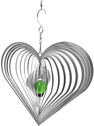 Windspiel Herz/Weihnachtsdeko Herz/Edelstahl (240mm mit Glaskugel)