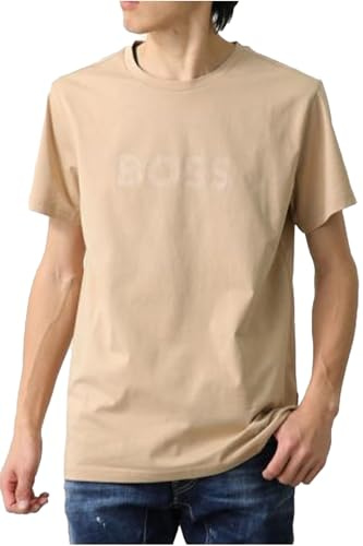 BOSS Men's RN T-Shirt Cotton Jersey with UV Protection by SPF 50+, Light Beige 275, L