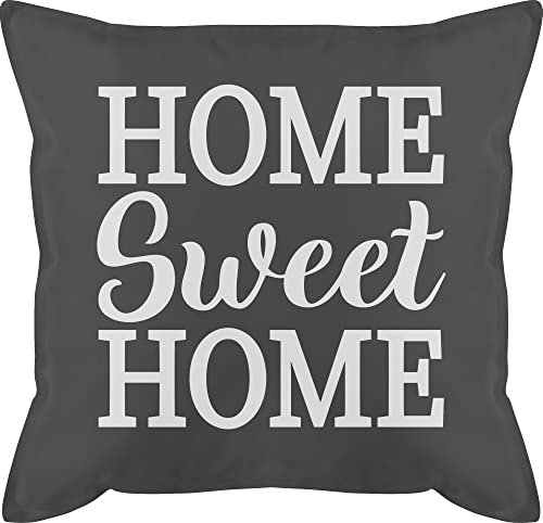 Kissen 50x50 - Statement - Home Sweet Home- weiß - 50 x 50 cm - Grau - Statement-Kissen Statements mit füllung sprüche bezug zierkissen Pillow sofakissen Sofa