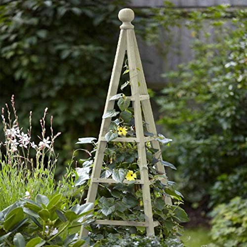 Garden Mile® Large Garden Obelisk Outdoor Arch Heavy Duty Strong Wooden Plant Cage For Roses Climbing Plants Support Structure Garden Decoration Ornamental (Woodland Obelisk 1.9m - Sage)