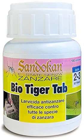 Sandokan Bio Tiger Tab - Larvicida en Pastillas efervescentes (50 Pastillas para Dividir en 2 = 100 Pastillas)
