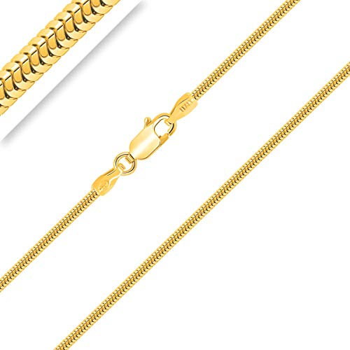 Planetys - Chaîne Maille Serpent Argent 925/1000 Plaqué Or Jaune 18 Carats Largeur 1.4 mm Longueur: 40 cm