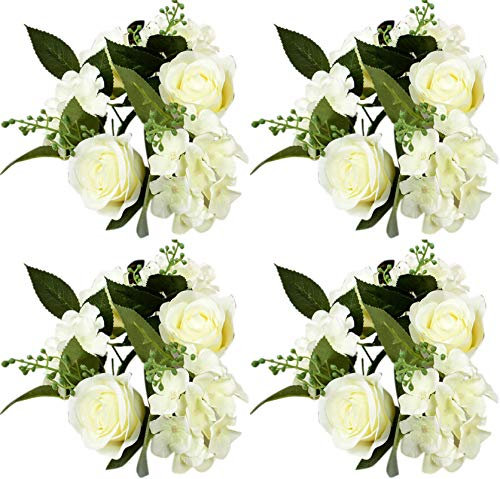 ChezMax Kerzenringe, Beeren-Teelichtring, kleine Kerzenkränze, Beeren-Kerzenhalter, Tischdekoration für Weihnachten, Valentinstag, Erntedankfest, Abendessen, Party, Durchmesser 8.5 cm, 4 Stück