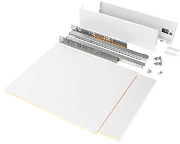 Emuca - Schubladen-Kit für Küche oder bad mit Brettern enthalten und Vollauszugführungen mit sanftes Schließen, 178 mm Höhe für 900 mm Modul und 500 mm Tiefe, Weiß.