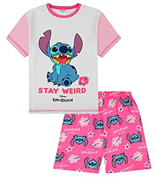 Lilo and Stitch Stay Weird Schlafanzug für Mädchen, Rosa / Weiß Gr. 12 Jahre, rose