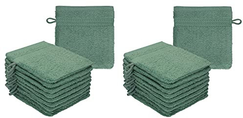 Betz 20 Stück Waschhandschuhe Waschlappen Premium Größe 16x21 cm 100% Baumwolle Farbe tannengrün