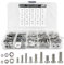 216 Piezas M4 M6 M8 Tornillos y Tuercas y Arandelas Kit,Tornillos de Máquina de Acero Inoxidable 304 con Tuercas y Arandelas Surtidas, Juego de Tornillos Roscados, Tornillos de Cruz (Plata)