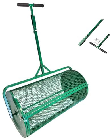 LANDZIE Lawn & Garden Spreaders - 36 Inch Heavy Duty Metal Mesh Basket Push/Tow Spreader - Compost, Peat Moss, Top Soil, Mulch - Durable Lightweight Multi-Purpose Yard Care Equipment - Manure Spreader