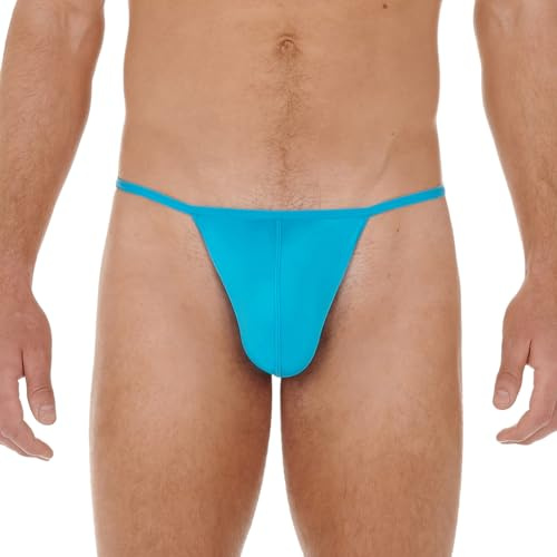 HOM Men's String Plumes G-String Panties, Turquoise, L