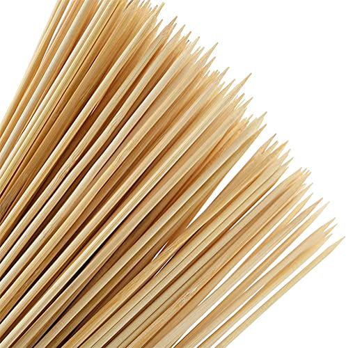 Brochetas de Bambu 100Pcs Brochetas de Madera Natural Brochetas Barbacoa para Manualidades, Fiesta de Barbacoa,BBQ