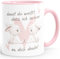 SpecialMe® Kaffee-Tasse Spruch Geschenk Liebe Freundschaft Hasen-Paar Herz Damit du weißt dass ich an dich denke weiss-innen-rosa Keramik-Tasse