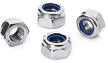 ALEOED M10x1.25 mm Self-Locking Nylon Insert Hex Lock Nuts, Pack of 4