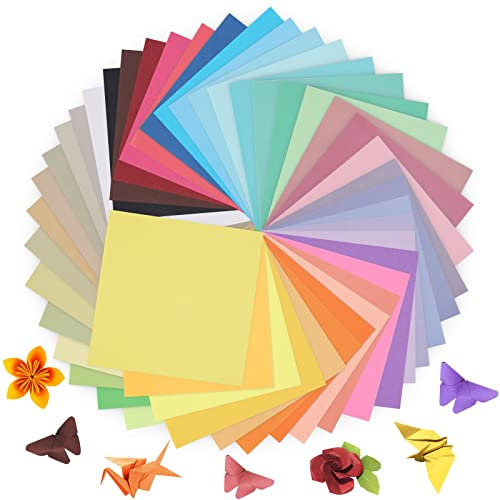 Carta origami 50 colori 100 fogli 15x15cm 80g/m²- Kit origami a colori su entrambi i lati per artigianato e arte