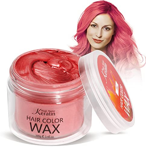 Haarfarbe Wachs, Magic Master Keratin Temporäre Frisur Creme Instant farbiger Ton für Männer und Frauen Party, Festival, Cosplay(rot)
