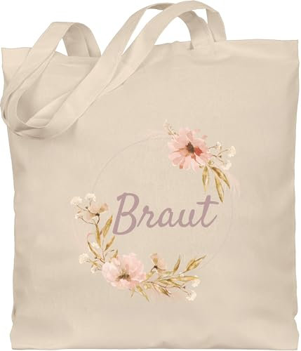 Baumwolltasche - JGA Junggesellenabschied Frauen - Braut Bride - Unisize - Naturweiß - brauttasche jute tasche bachelorette party blumen beutel jutebeutel jungesselnabschied flowers baumwolle