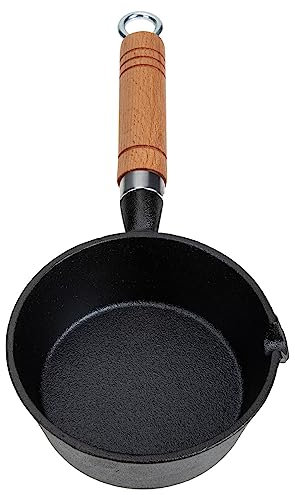 YARNOW Small Cast Skillet with Long Handle Oil Heating Pan for Cooking Egg Frying and Household Use Kitchen Cooking Pot for Stovetop Cooking