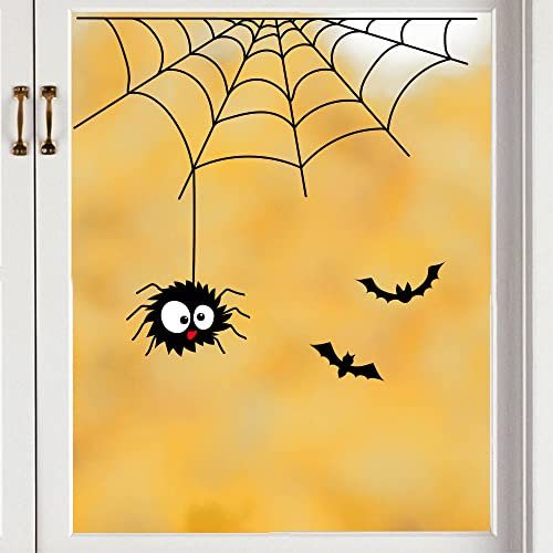 Dekoration Helloween Fensterbilder Spinne und Fledermäuse Fensterdeko Kinderzimmer Kind Fensterfolie Fensterdekoration, 1. A4 Bogen