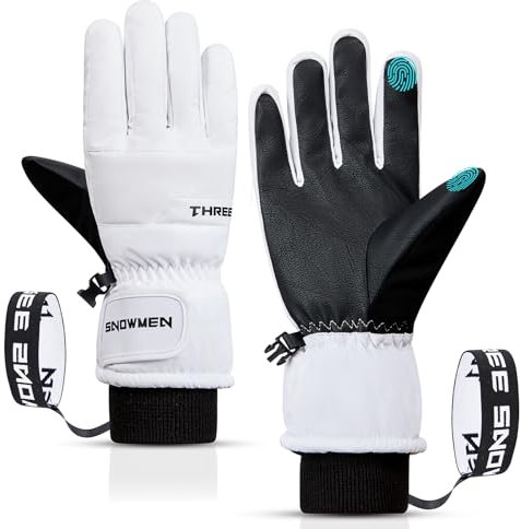 Durio wasserdichte Handschuhe Herren Damen Touchscreen Skihandschuhe Winterhandschuhe Fahrradhandschuhe Weiß XL