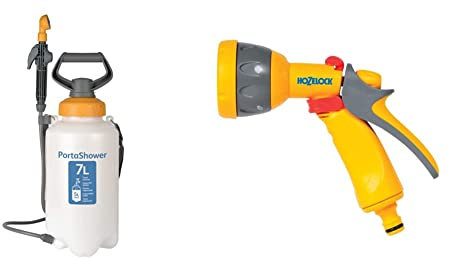 Hozelock Ltd 4140A0000 PortaShower, 610.0 mm*60.0 mm*170.0 mm & HZ2676P0000 Spray Gun, Multi-Colour