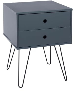 Home Source Rydal Petite Bedside Table 1 Drawer Nightstand Bedroom Cabinet Blue Drawer Storage
