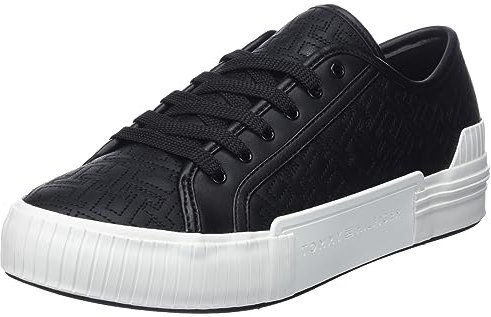 Tommy Hilfiger Mujer Sneaker vulcanizada Quilted Mono Zapatillas, Negro (Black), 39 EU