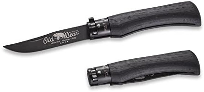 Coltello Antonini, serie Old Bear®, misura L, manico multistrato nero, ghiera anodizzata nera, lama acc.inox rivestita in PTFE nero - art. 9303/21_MNN