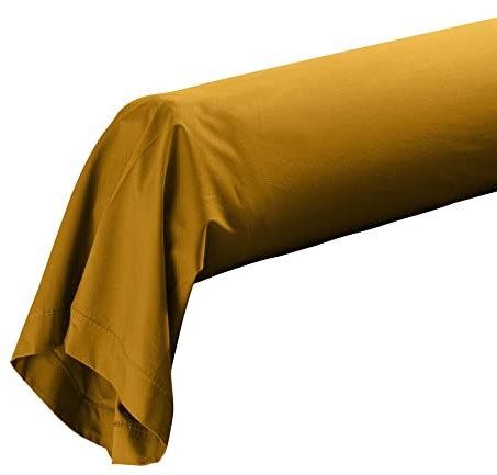 douceur d'intérieur, Kissenbezug für Nackenrolle, 85 x 185 cm, Perkalin, Curry, Baumwollperkal
