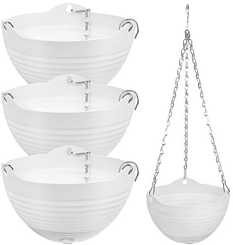 Lot De 4 Grands Pots De Fleurs Suspendus en Vert Pothos Blancs pour Décoration Intérieure Et Extérieure Faciles À Exposer Et Peu Encombrants
