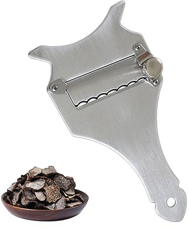 JSKWIKE 1 Pcs Cortadora de Trufa Rallador de Chocolate Hoja de Onda y Hoja Recta Acero Inoxidable Mango de Madera Cortador de Queso para Ajo Champiñones