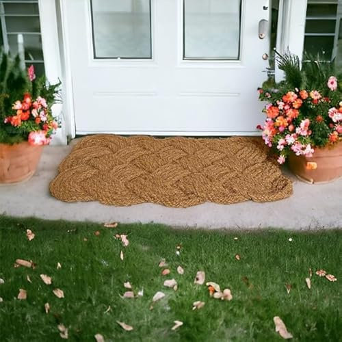4All Door Mat 40x60cm – Handwoven and Knotted Coir Door Mats with Natural Texture – Non-Slip Door Mats Outdoor for Mud, Rain, and Entryways in All Seasons, Very Suitable for UK Weather (Pack of 1)