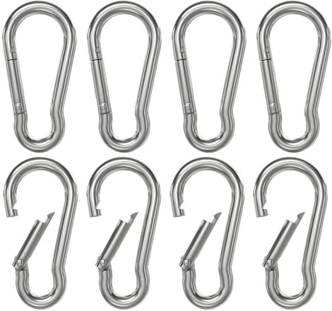 GOLDEROC 8PCS M4 Mini Spring Carabiner Hooks, 304 Stainless Steel Snap Keychain Clips for Hiking, Camping, Fishing, Dog Leash & Outdoor Use