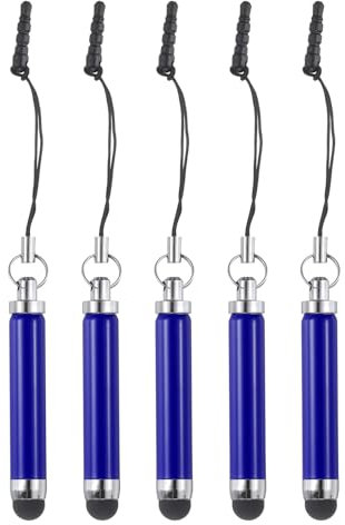 QUARKZMAN 5Pcs Stylo à Stylet Métallique Rétractable en Alliage d'Aluminium Mini Stylets Capacitifs pour Tous Les Appareils à Écran Tactile Universels, Bleu Foncé