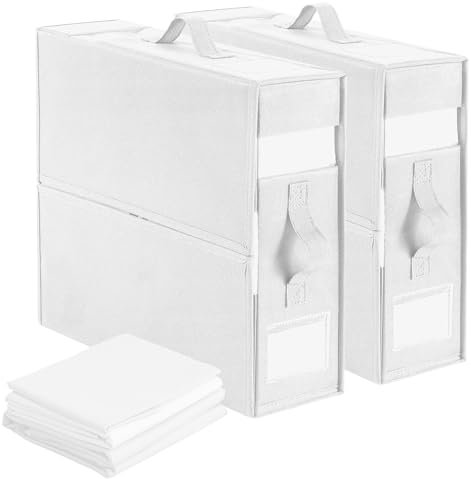 Bettwäsche Organizer, Bettwäsche Aufbewahrungstasche mit Markierungsrahmen, Linen Organizer mit Großem Fassungsvermögen, Geeignet zur Aufbewahrung Von Laken, Kleidung, Kissenbezügen, Decken