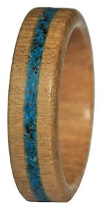 Ring blau - Holz vom Nussbaum mit Edelstein - schöner handgefertigter Schmuck für Damen und Herren (69 (22.0))