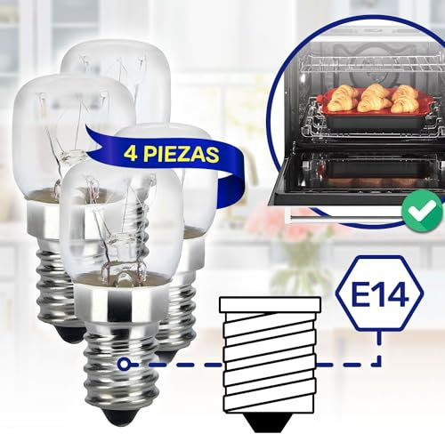 4 Pièces Ampoule E14 pour Four 230/240V 25W 300°С avec le Code Original 00032196 032196 82461076 pour Bosch pour Smeg - MONTERAL