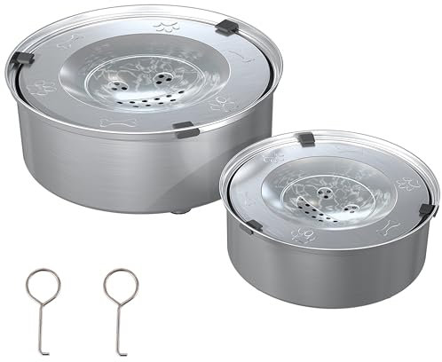 Nayelf Wassernapf Hund Ohne Sabbern 3L+1L, Hundenapf 304 Edelstahl mit Rutschfester Boden, Auslaufsicherer Trinknapf Hund, Anti Schlabber Water Bowl Dog, Spülmaschinenfest