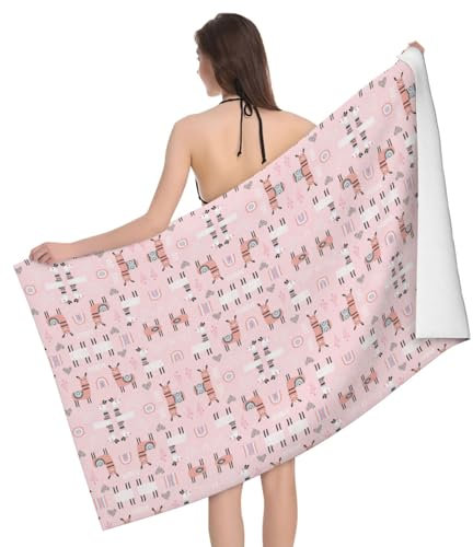 Amzheziyi Lama. Bedrucktes Badetuch und sehr saugfähig für die Dusche, schnell trocknend. Strandzubehör Essentials