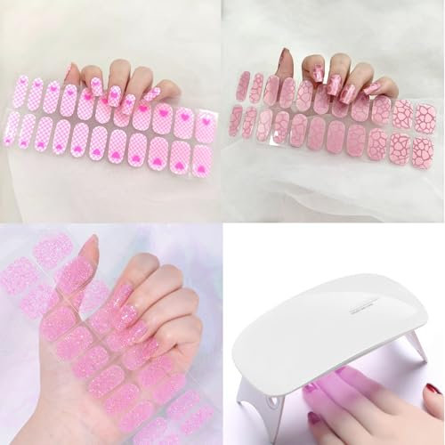 Quinnas UV Gel Nail Stickers - 3 Pack Quinnas Nail Sticker Set, Quinnas NäGel, Quinnas Gel-Nagelaufkleber Mit Licht-Set (G)