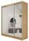 Margaret Hadas24 Kleiderschrank Darix mit Spiegel, Organizer, Mehrzweckschrank, Schwebetürenschrank, Garderobenschrank, Kleiderstange, Kleiderständer, Flurschrank, 3-türig, Schrank, braun, 180 cm